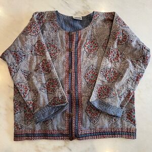 Vintage 90s Chicos Reversible Print Cotton Kimono Jacket Size S